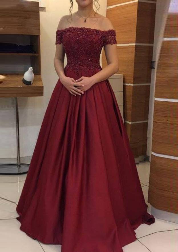 ball gown off-the-shoulder sleeveless floor-length lace satin dresses Off-Shoulder Sleeveless Pleated Satin A-Line Elegant Wedding Dress Loveiss