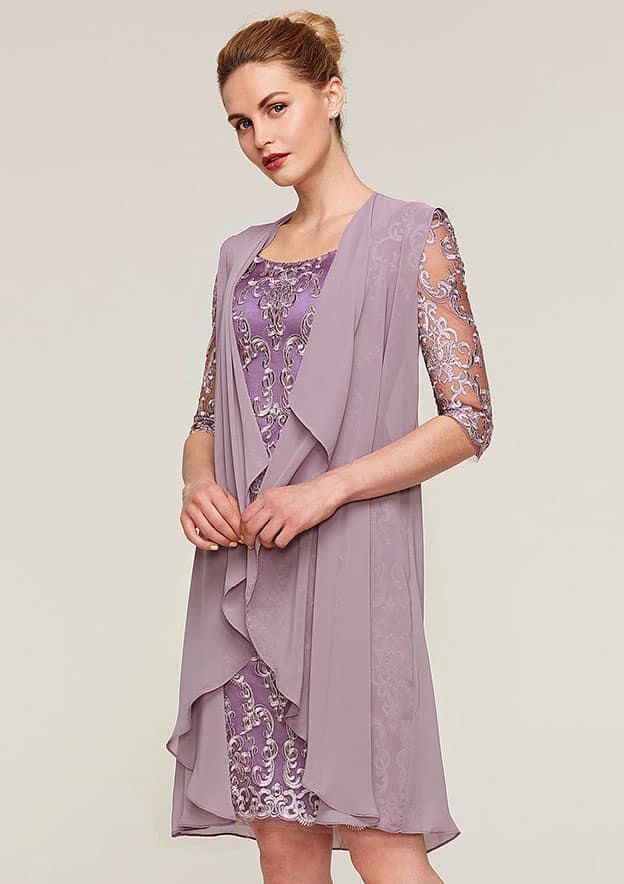 knee length purple lace dress Plum Purple Blossom Illusion Knee Length Party Dress