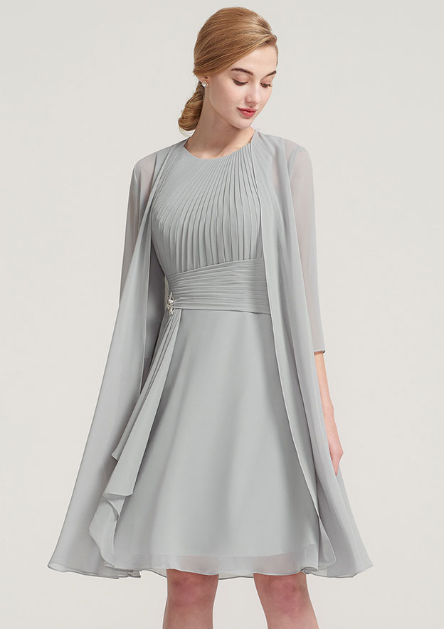 3/4 Sleeve Scoop Neck Knee-Length Chiffon A-line/Princess Mother