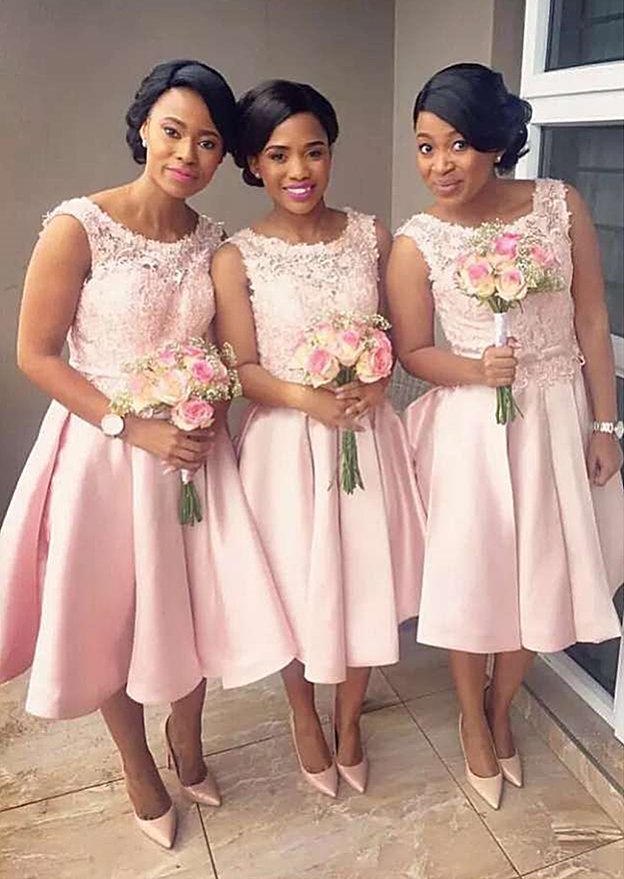 lace and satin bridesmaid dresses Ivory Mermaid Satin High Neck Long Sleeves Bridesmaid Dress With Lace,  MBD226
