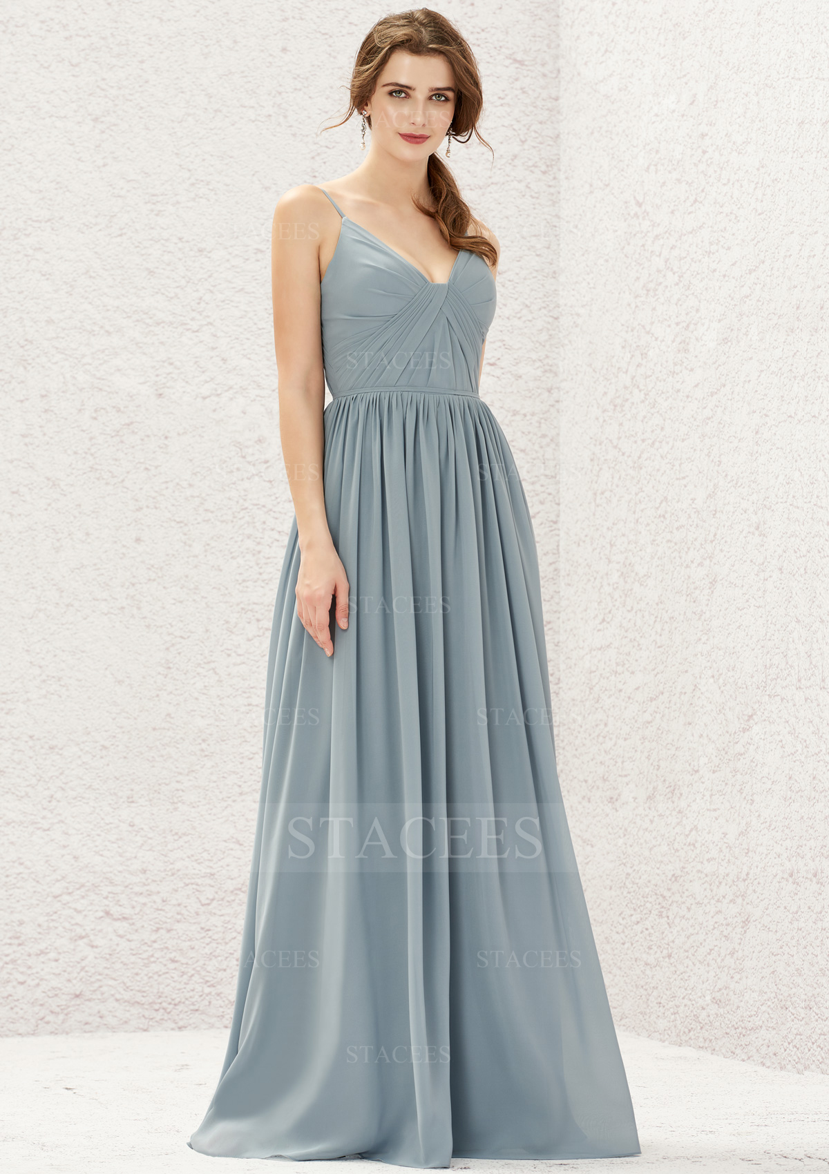 Chic Long A-line Chiffon Pleated Bridesmaid Dress