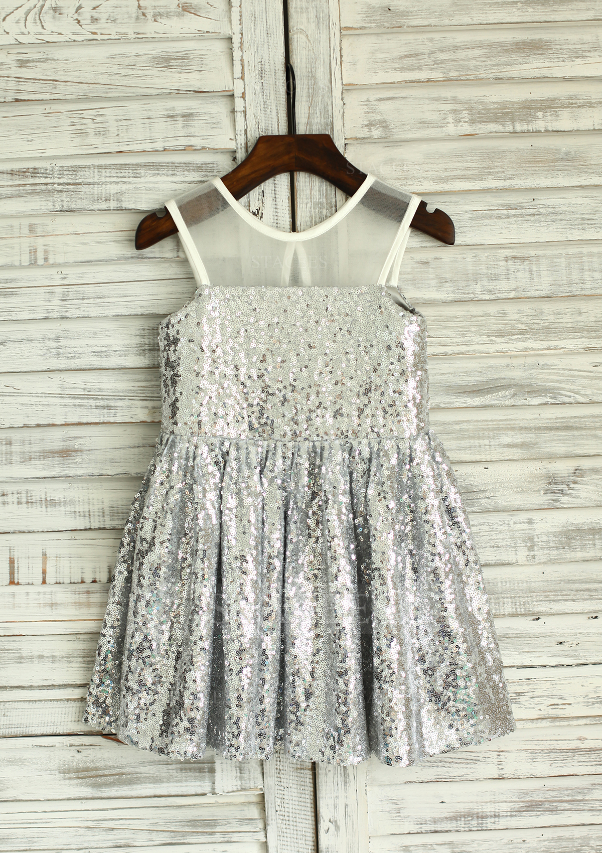 Vestido línea a/princesa escote ilusión lentejuelas corto/mini vestido de pajecitas