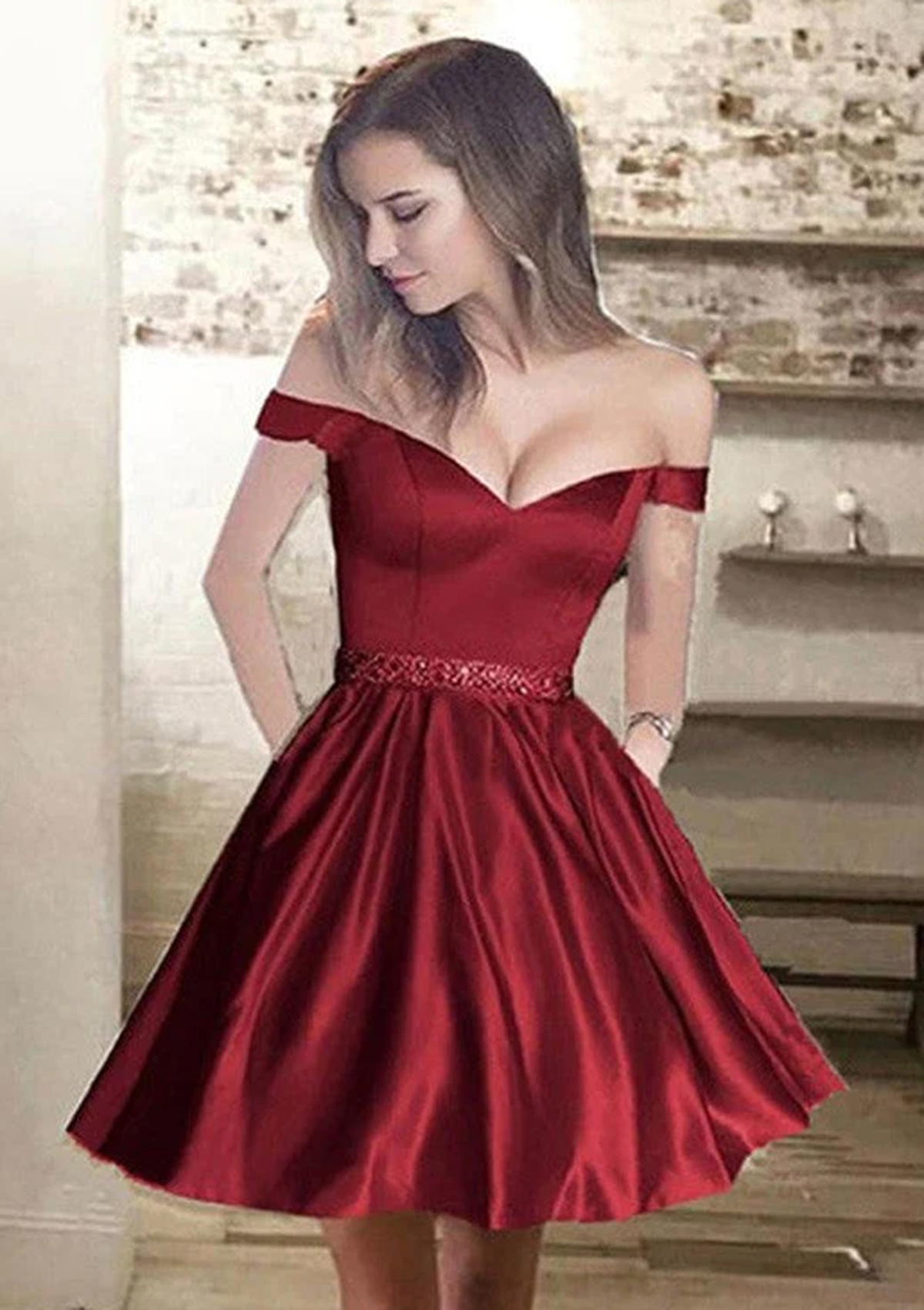 a line mini dresses for women Cicinia White Graduation Short A-Line Square Neckline Dress With Bowknot MODEL INFO Model is wearing size XS Height Glittery A-Line Short Homecoming Dress