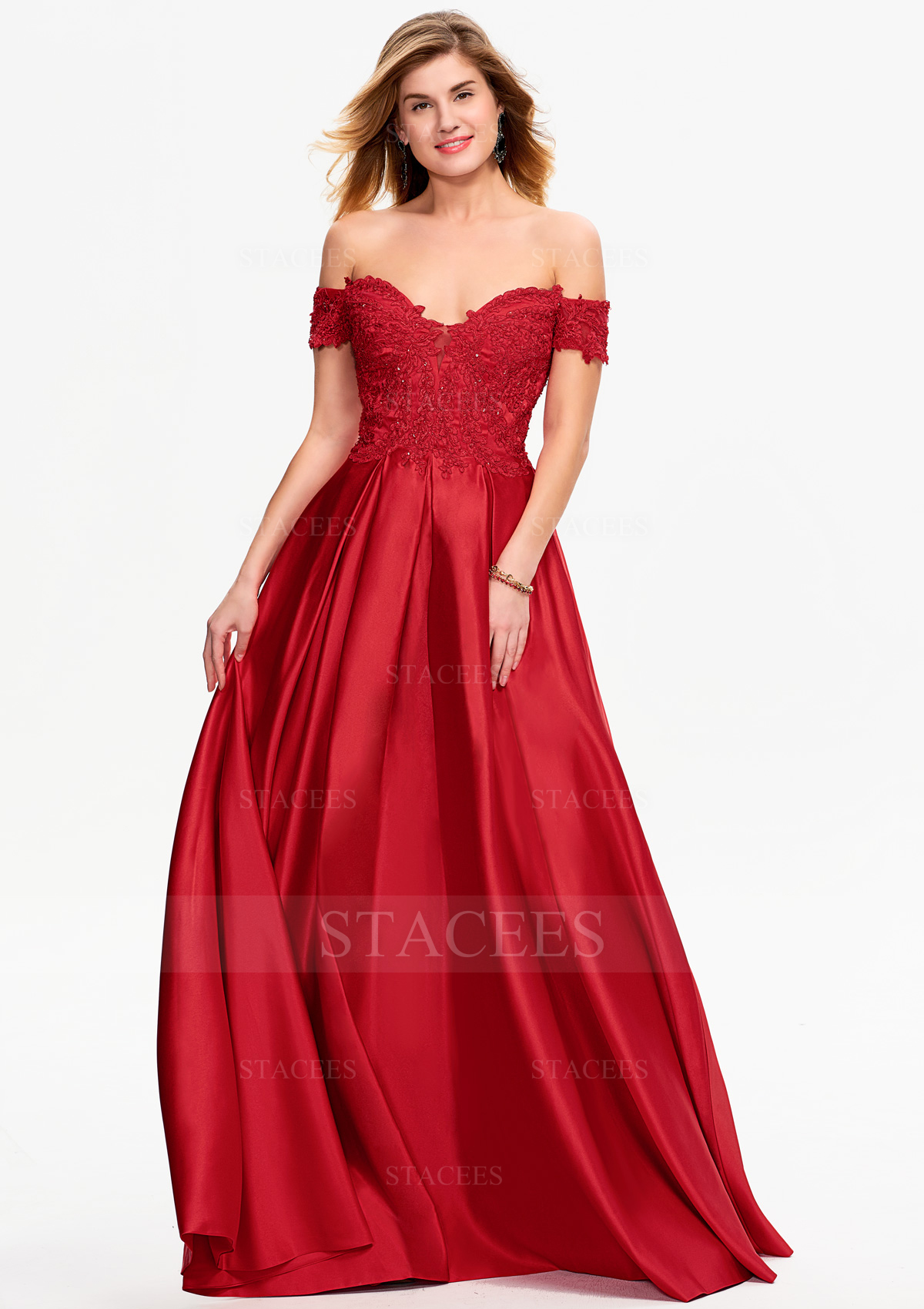 A-line Sweetheart Sleeveless Lace Satin Long/Floor-Length Prom Dress With Sequins
