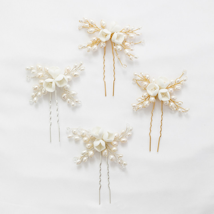 Dorado Horquillas para el pelo con perla - STACEES