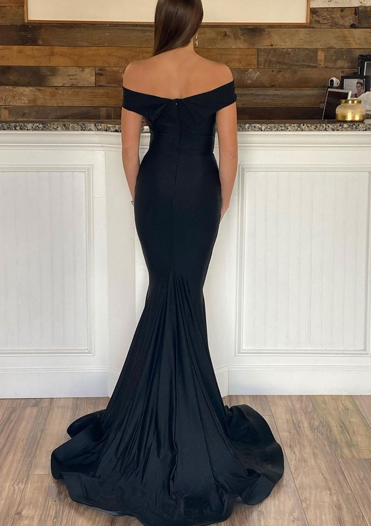 black trumpet mermaid prom dress Prom Dresses Black Trumpet/Mermaid Lace Appliques Beading Ruched Prom Dress