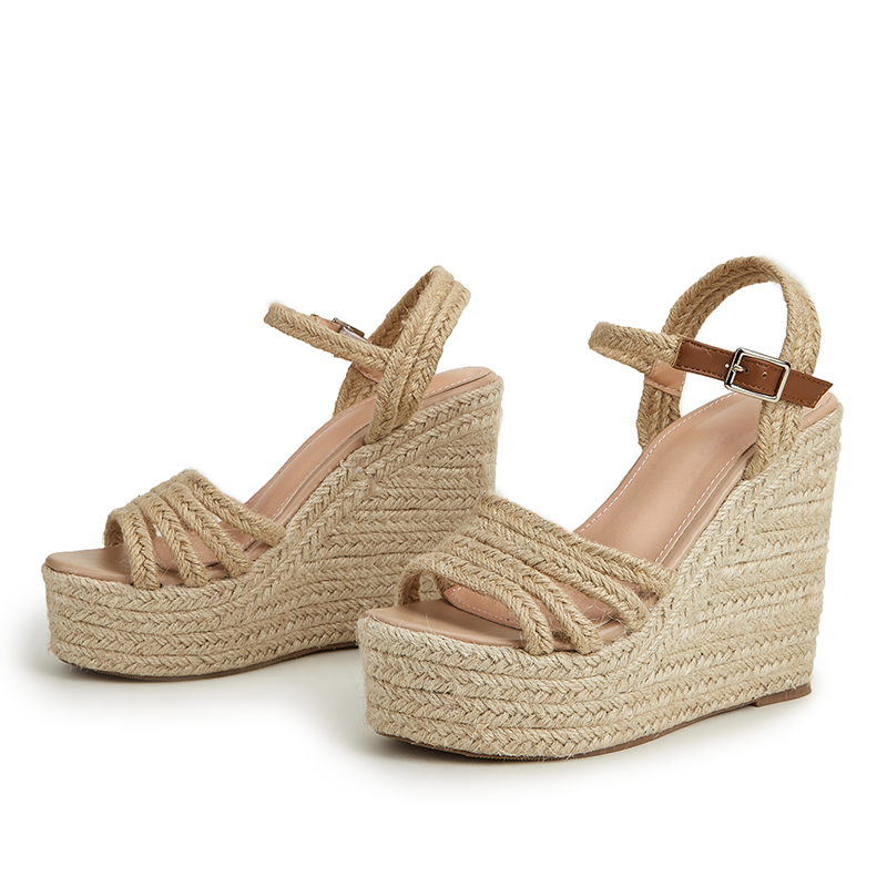 Abricot Femmes talons peep toe sandales talon compensé chaussures d'extérieur - STACEES