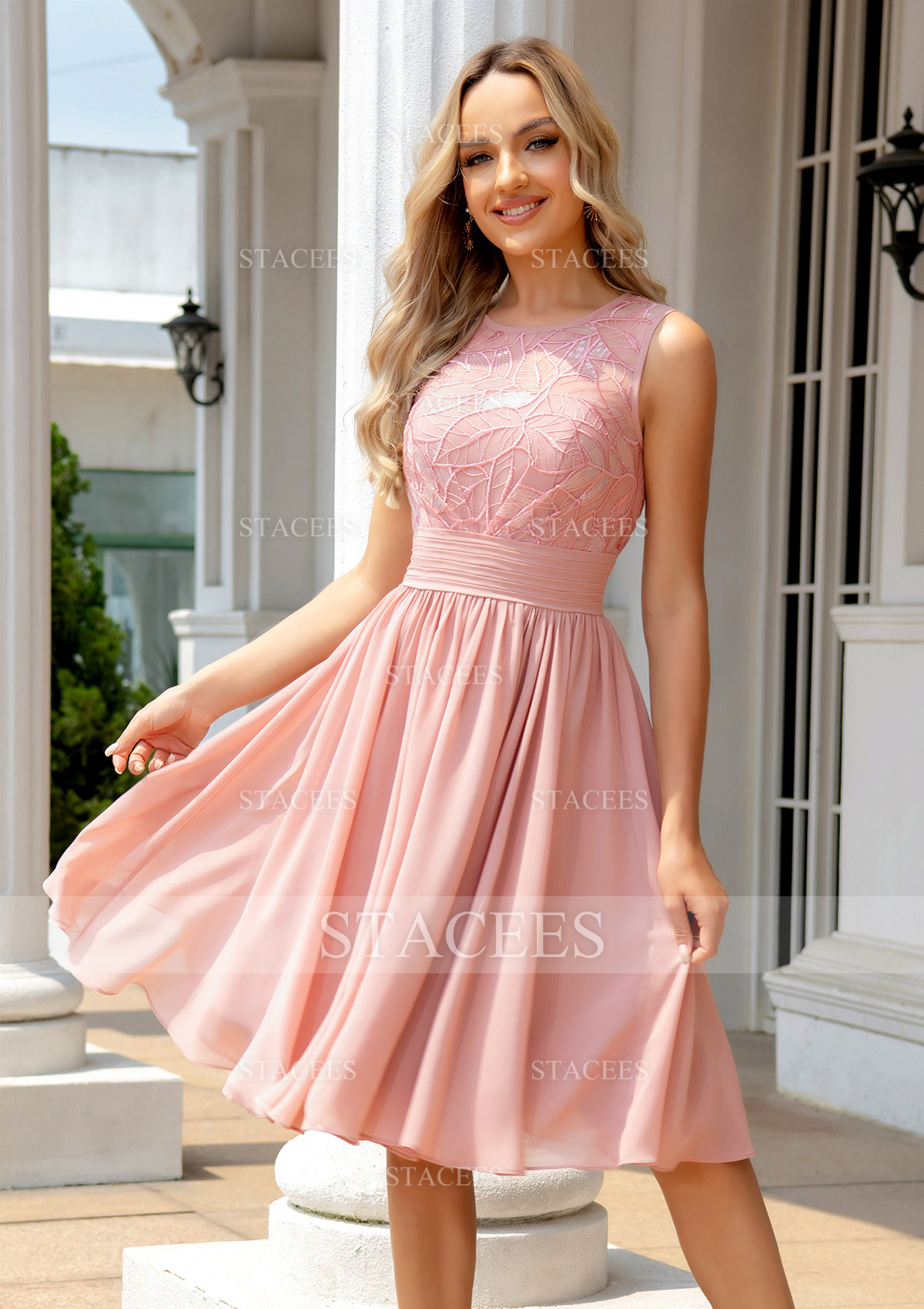 formal dresses for women knee length Modest Retro 50s Knee Length Formal Wedding Dress Size 10 / Other