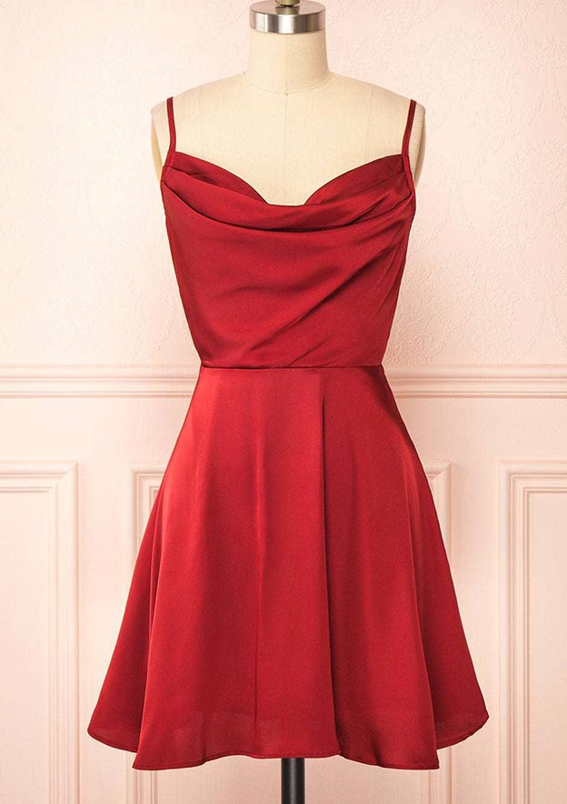 modcloth homecoming dresses A-line Cowl Neck Sleeveless Short/Mini Charmeuse Dress with Pleated S10237029H - Homecoming dolman-sleeve