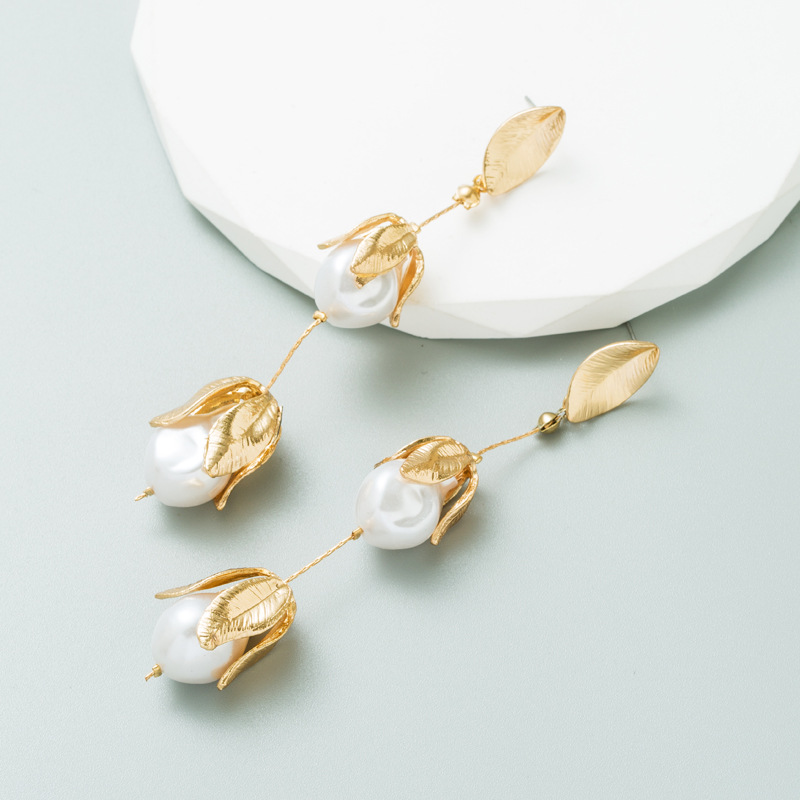 As Picture Elegant Romantic Ladies' Earrings with Imitation Pearls - STACEES