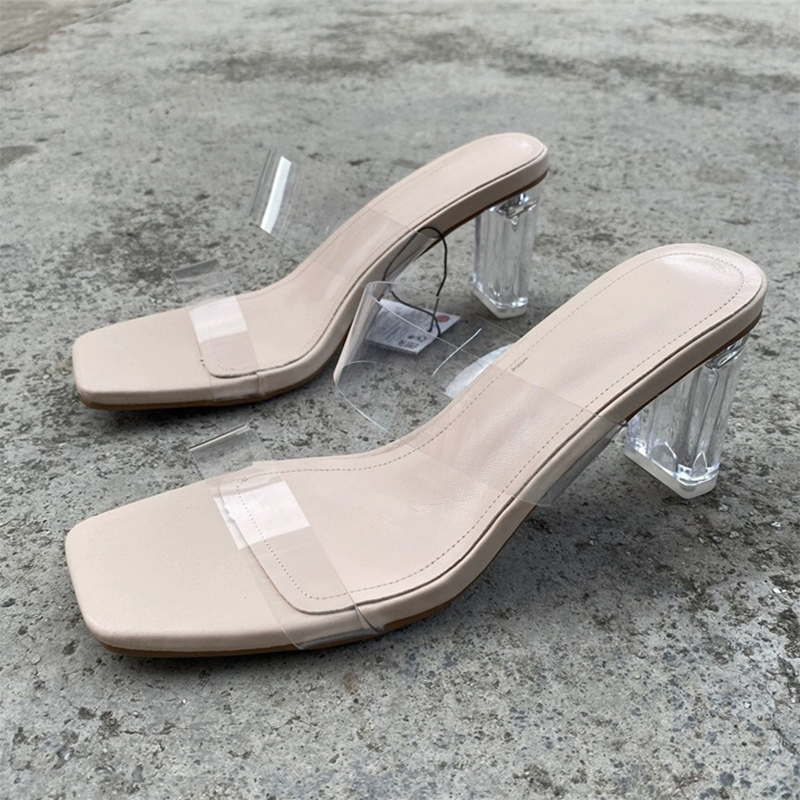 Sandals Peep Toe Heels PU Women's Outdoor Party Wedding Fashion Shoes with Crystal Heel
