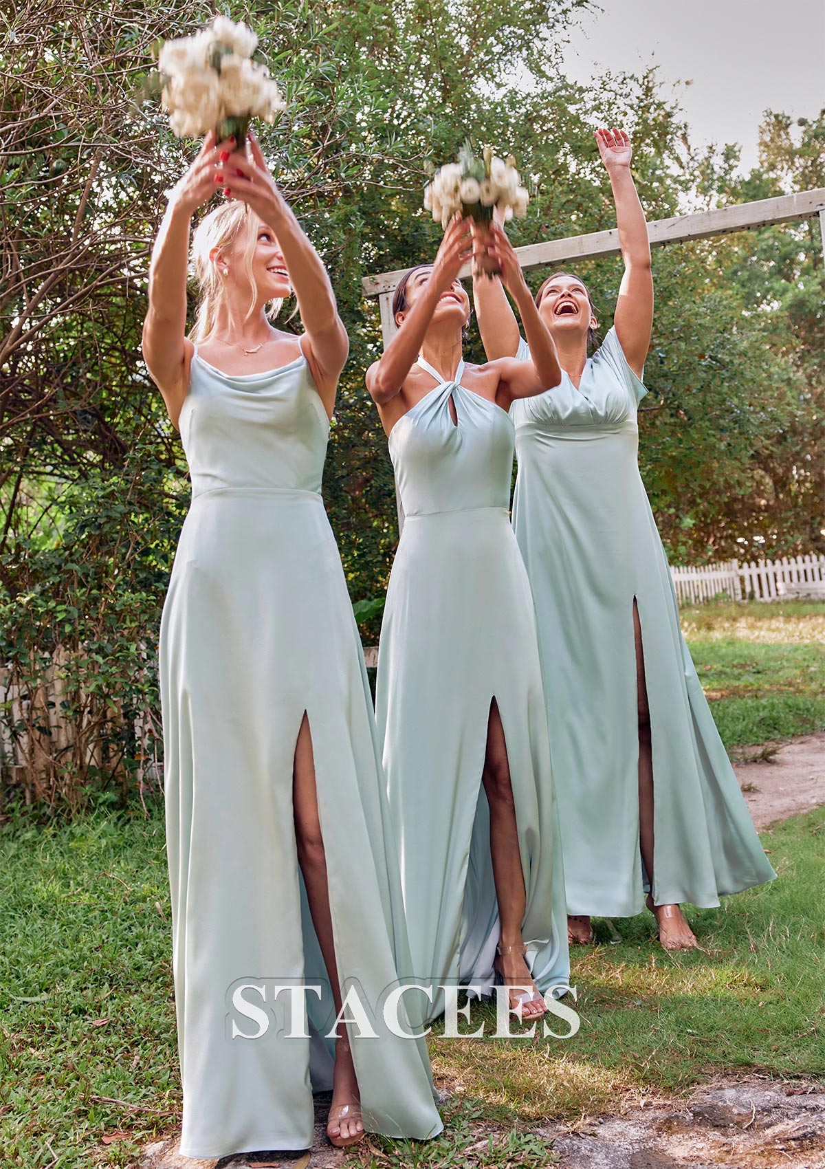 satin bridesmaids dresses Halter Neck Satin Bridesmaid Dress