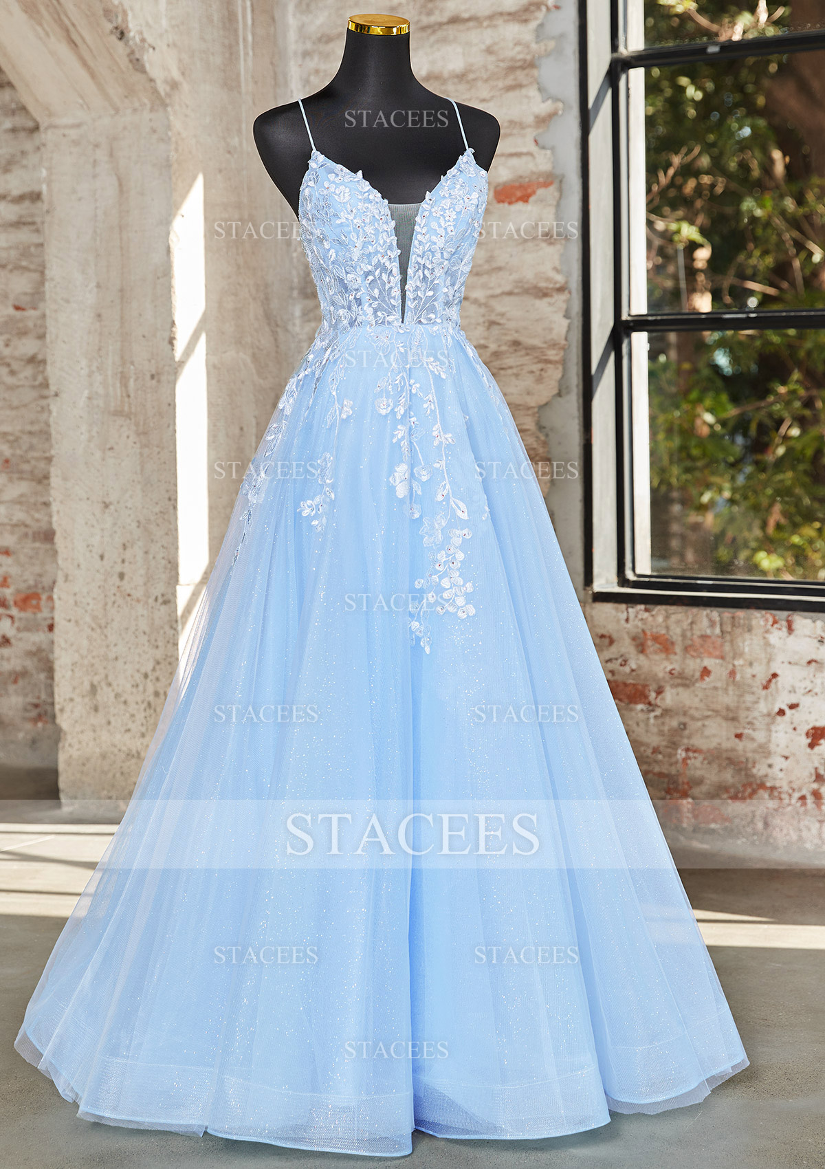 staces dresses Stacees 2026 Prom Dress A-line Tulle Appliqued Beading Glitter Designed with detachable off the shoulder straps open lace back dress Raya