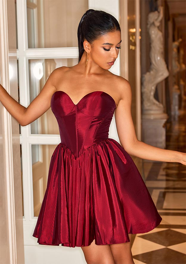 taffeta corset dress Stacees A-line Strapless Homecoming Aloha from Miss America! Straps with decorative bows wedding fur stole Size:12 AU / 8 US Pink