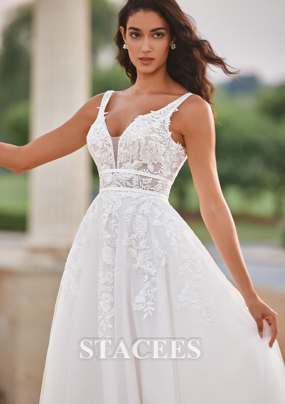 boho corset wedding dress Floral Corset Wedding Dress with Bow Accents