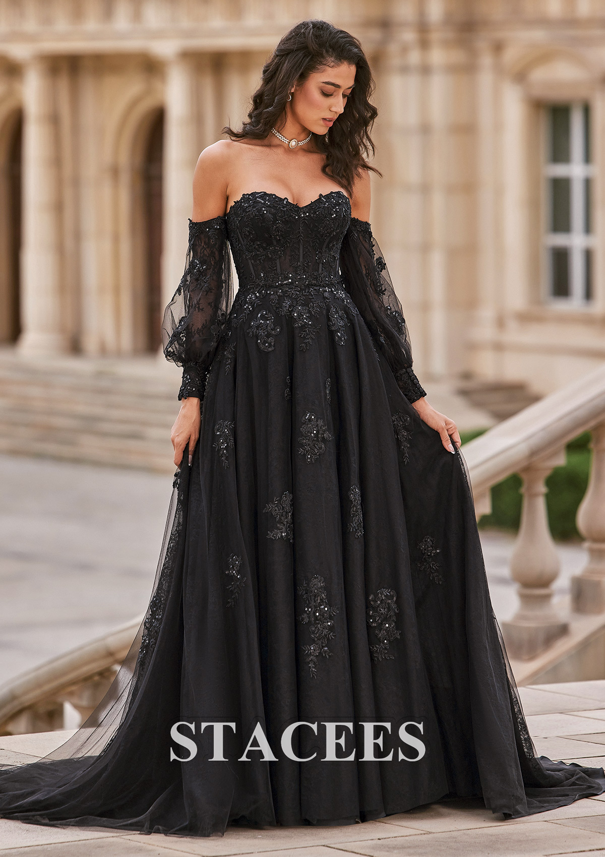 unique corset wedding dresses Lace Corset Wedding Dress with Sleeves: Two-Piece A-Line Skirt