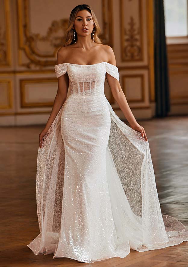 lace off the shoulder trumpet wedding dress Trumpet/Mermaid Off-the-Shoulder Lace Court Train Wedding Dress S3048W - Wedding  Dresses