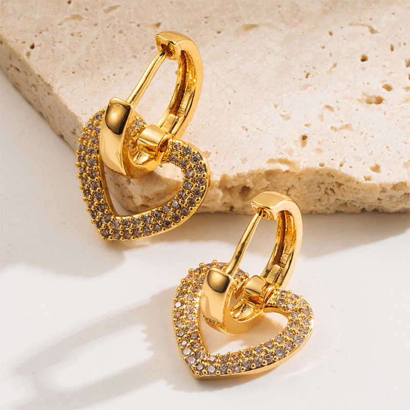 As Picture Charming Sweet Girls' Copper Earrings with Rhinestone - STACEES