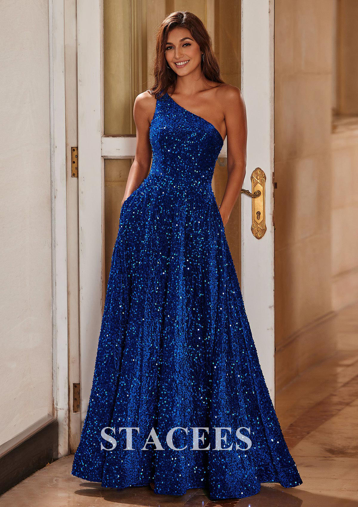 a line shimmer dress Long A-Line Shimmer Prom Gown with Sheer Sequin Bodice Emerald / 4