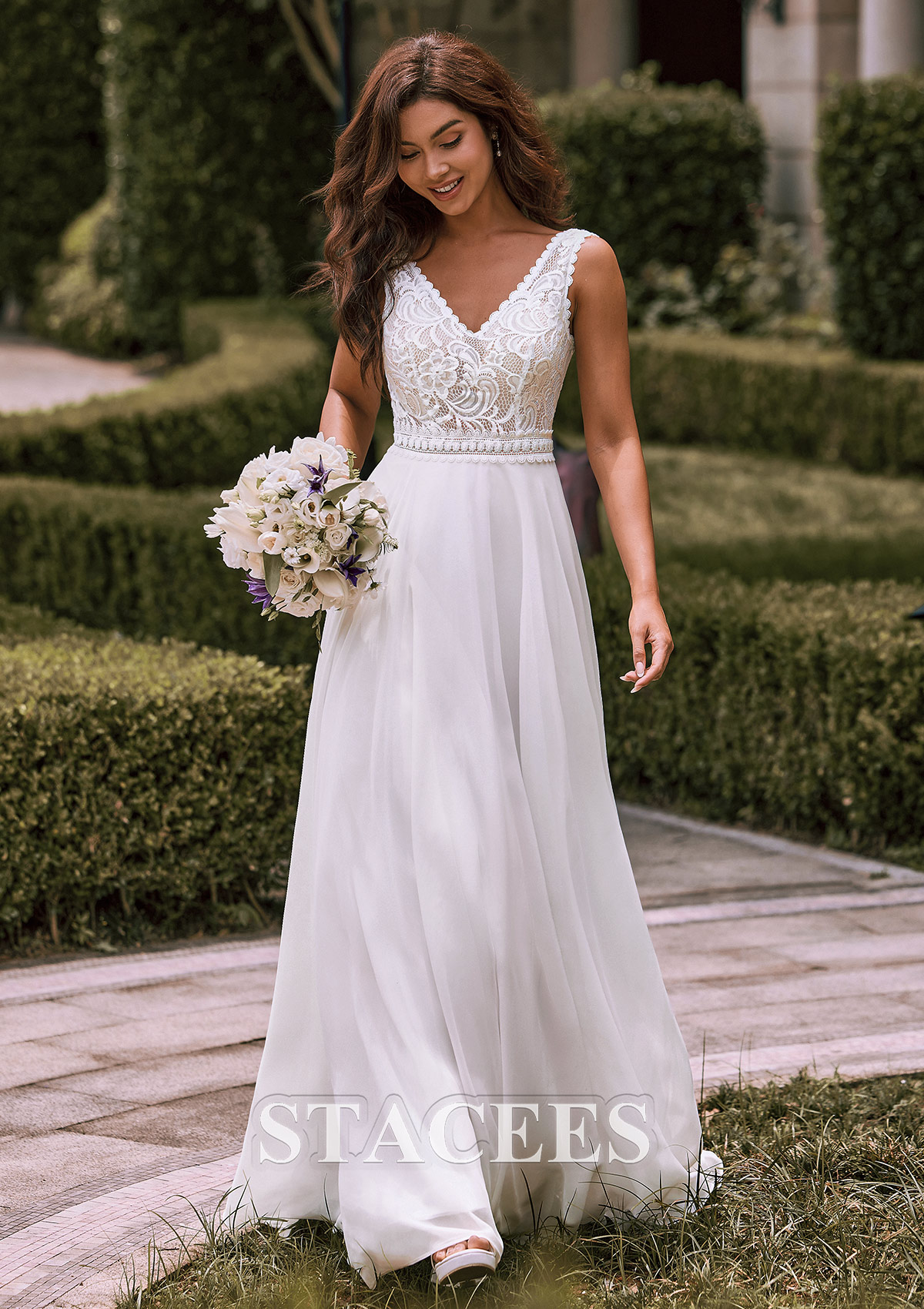 a line v neck dress A-Line Bridal Dress with V-Neckline
