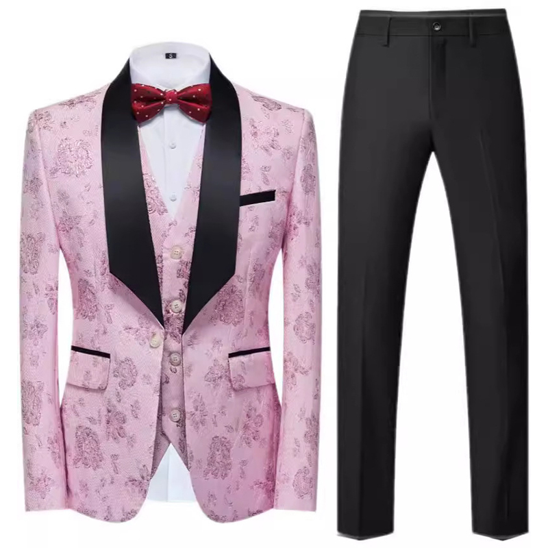 Revers châle simple boutonnage 3 pièces costume homme pour bal