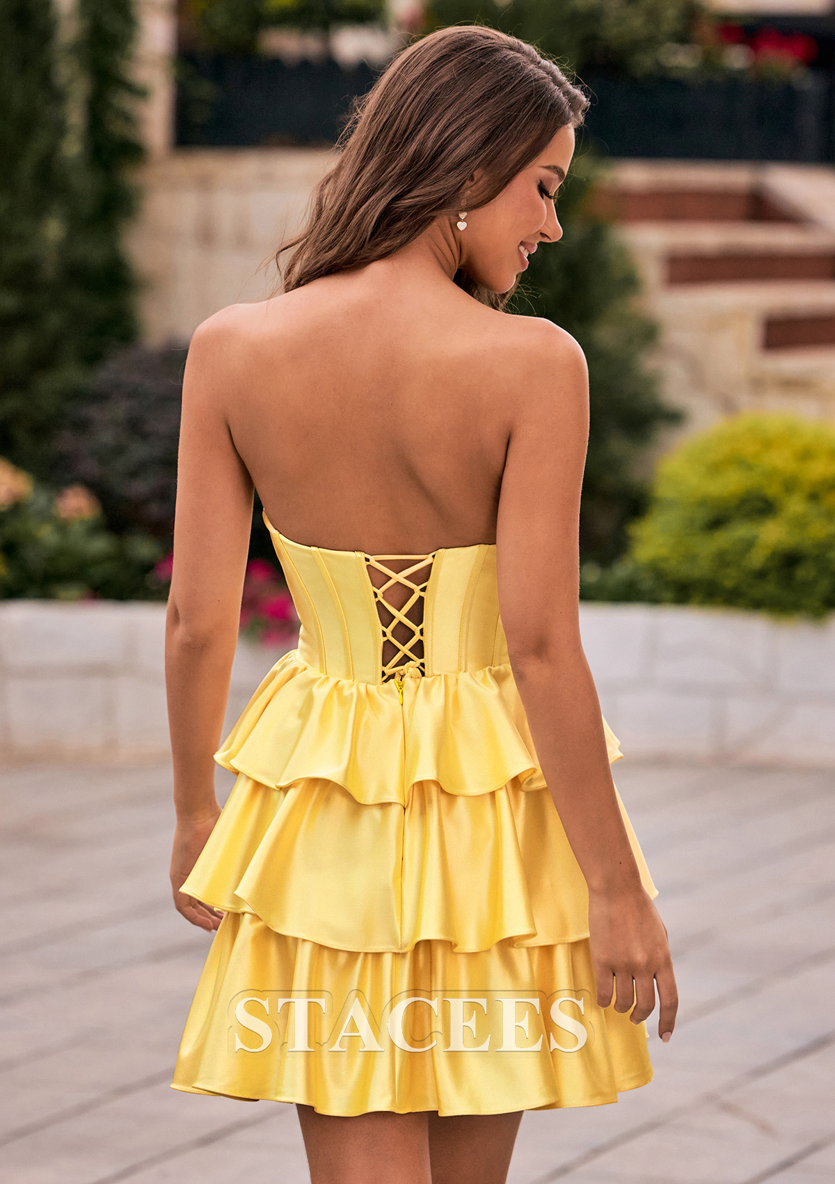 sunset homecoming dress Ombreprom Homecoming Dress Pink Strapless Sleeveless Cocktail Dress