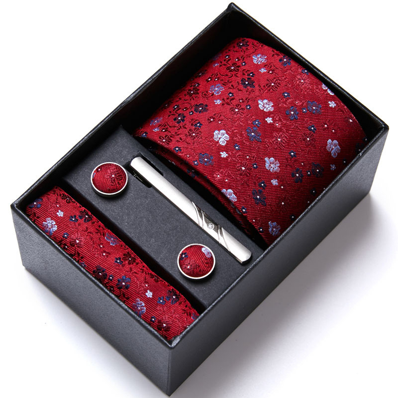 Ensemble de 4 cravates en polyester à motifs floraux pour hommes
