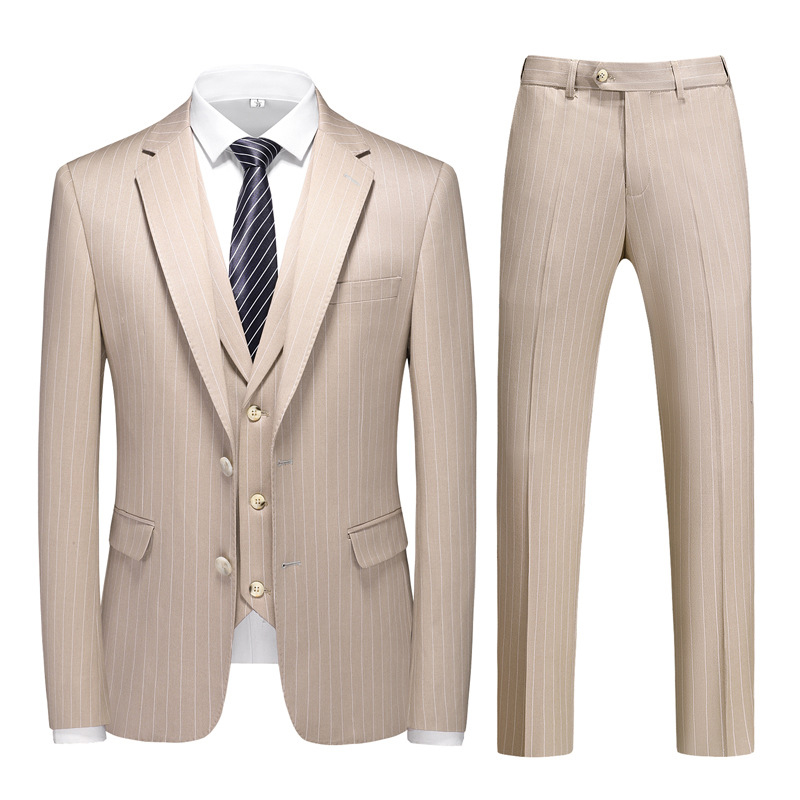 Revers cranté simple boutonnage 3 pièces costume homme pour mariage