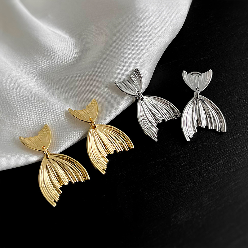 Gold Stylish Unique Women's Alloy Fishtail Earrings - STACEES
