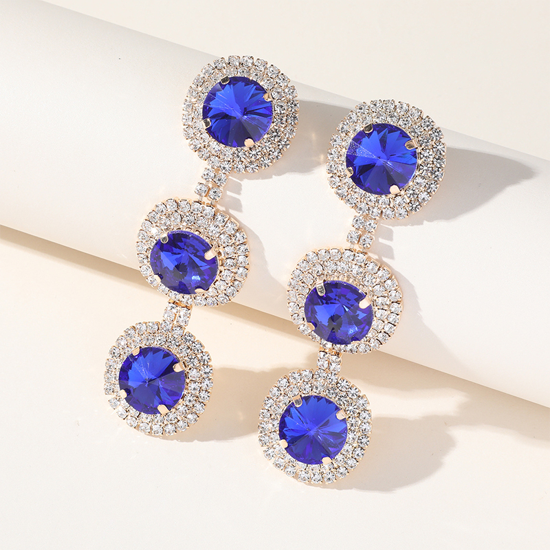 Pendientes de moda de aleación con strass para mujer