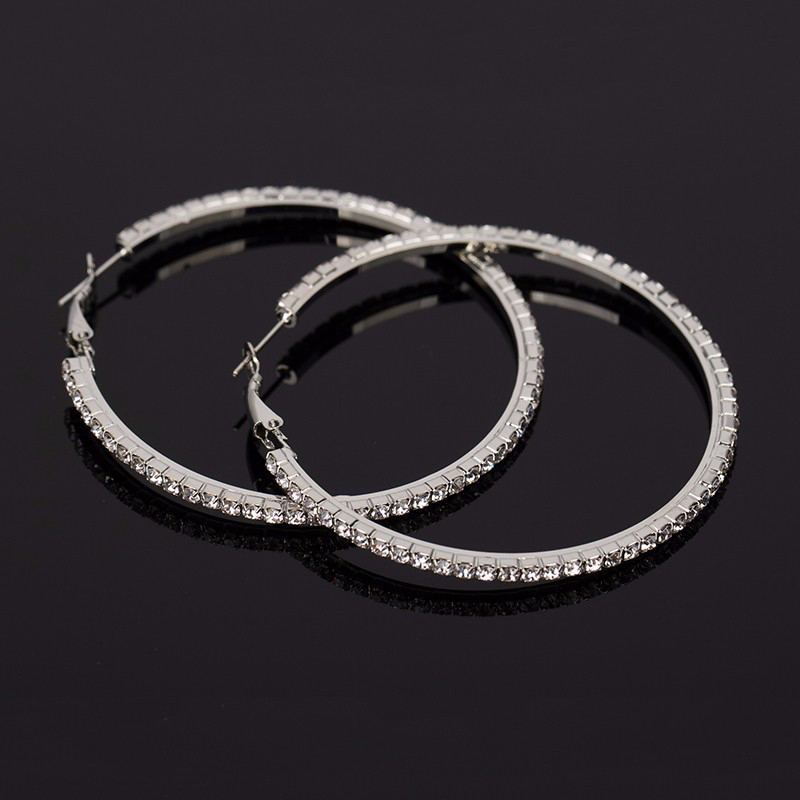 Argent Charmant unique alliage boucles d'oreilles avec strass - STACEES