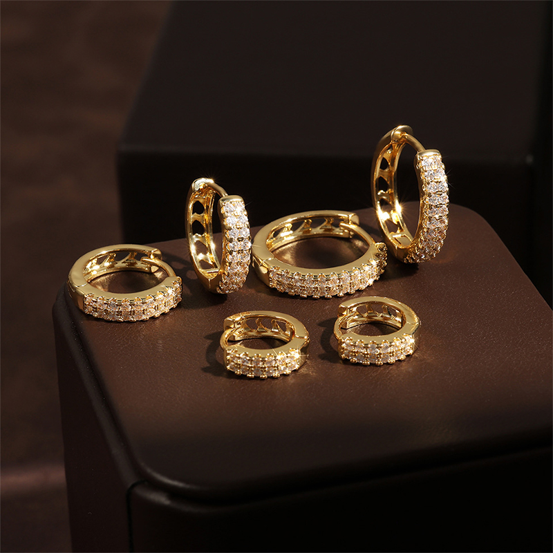 Or Exquis étincelant acier Inoxydable strass boucles d'oreilles avec zircone cubique - STACEES