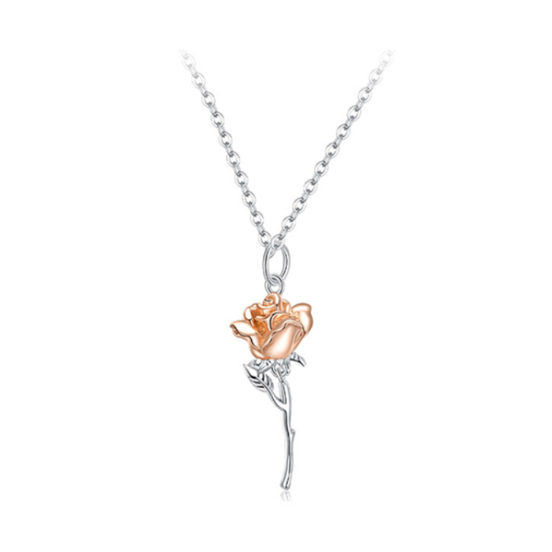 Beau étincelant rose argent S925 colliers