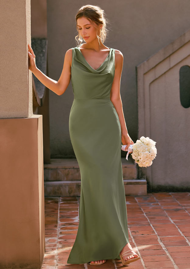 stretch charmeuse cowl back bridesmaid dress Coast Cowl Back Maxi Bridesmaid Dress in Black at Nordstrom, Size 14