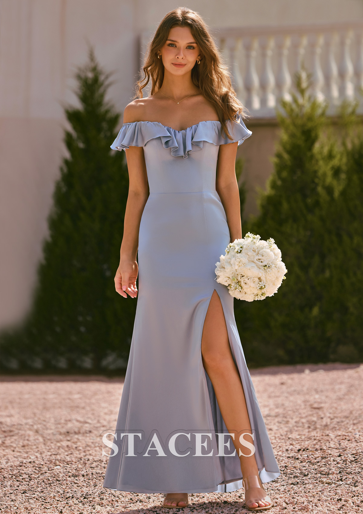 high slit bridesmaid dress Ever-Pretty One Shoulder Satin Maxi Bridesmaid Dress with Side Slit