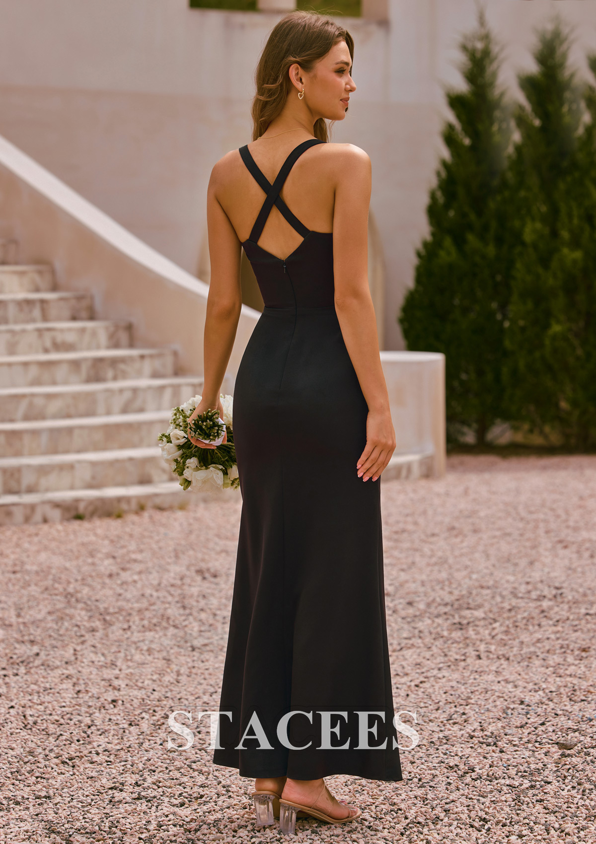 criss cross bridesmaid dresses Flutter Sleeve Crisscross Mesh Bridesmaid Dress