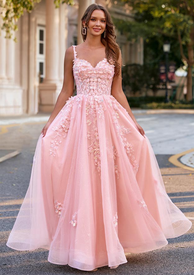 lace up a line dress A-line 3D Floral Appliques Corset Tulle Floor-Length Prom with Lace-Up Back a pleated floral prints new arrival Cherry Print A-Line Dress Size:32C