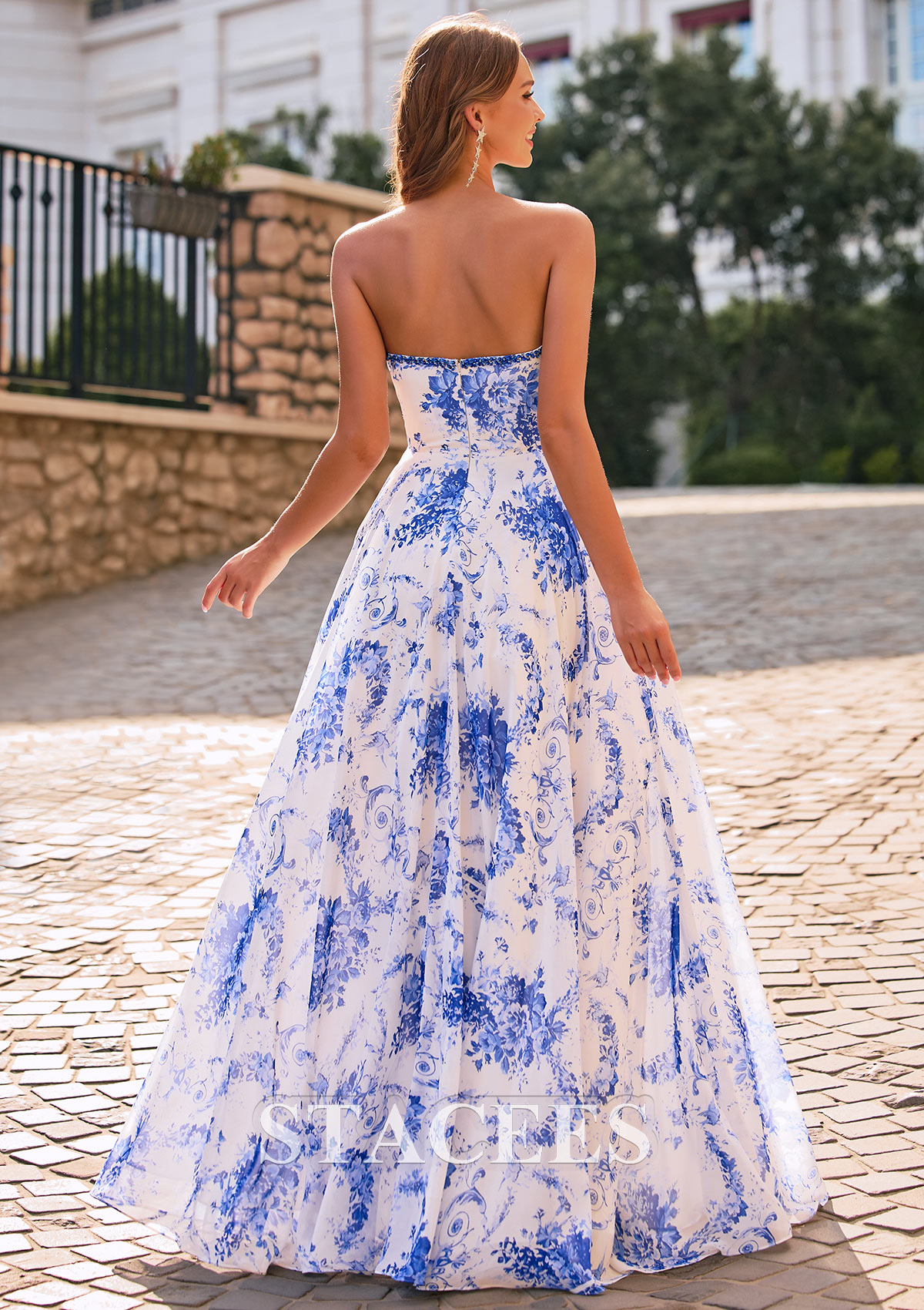colorful a line dress Andrea and Leo -A1383 Floral A-line Ball Gown 6 / PEACH