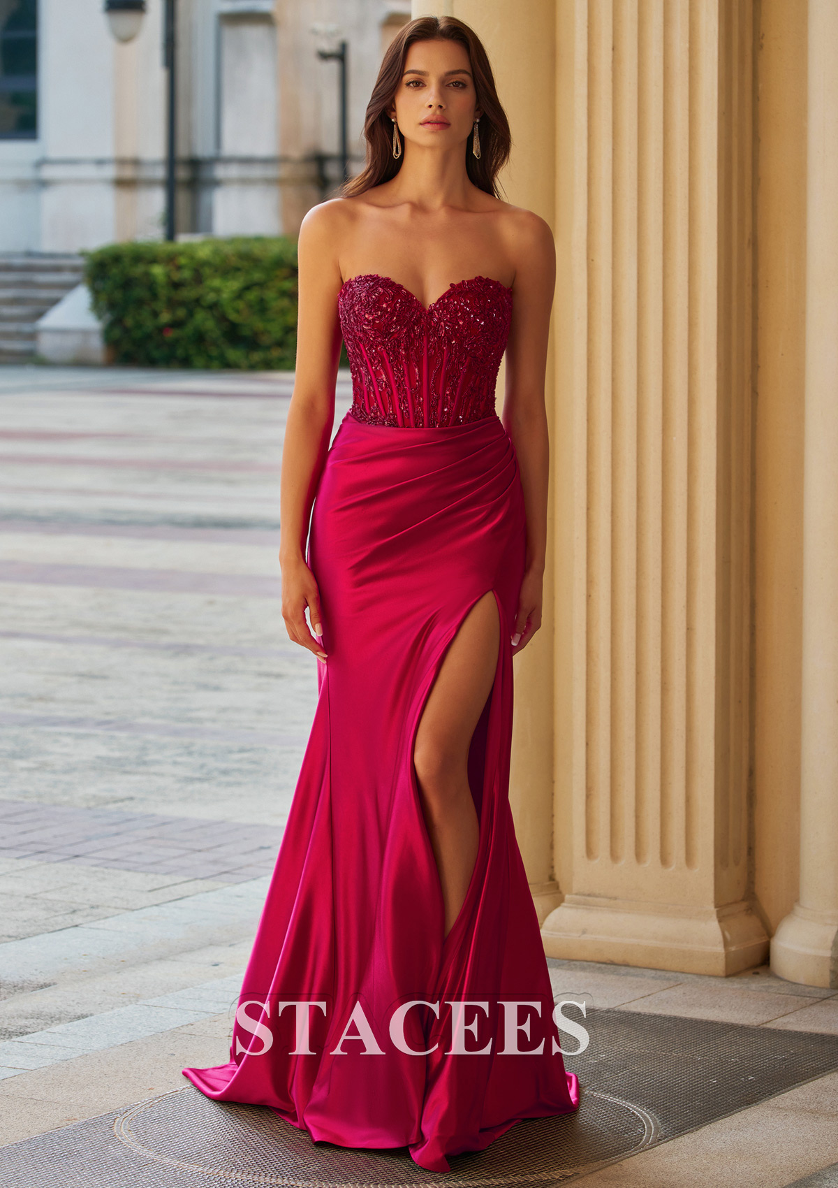 prom dresses red backless Spaghetti Straps Mermaid Applique Backless Red Prom Dresses, FC2312