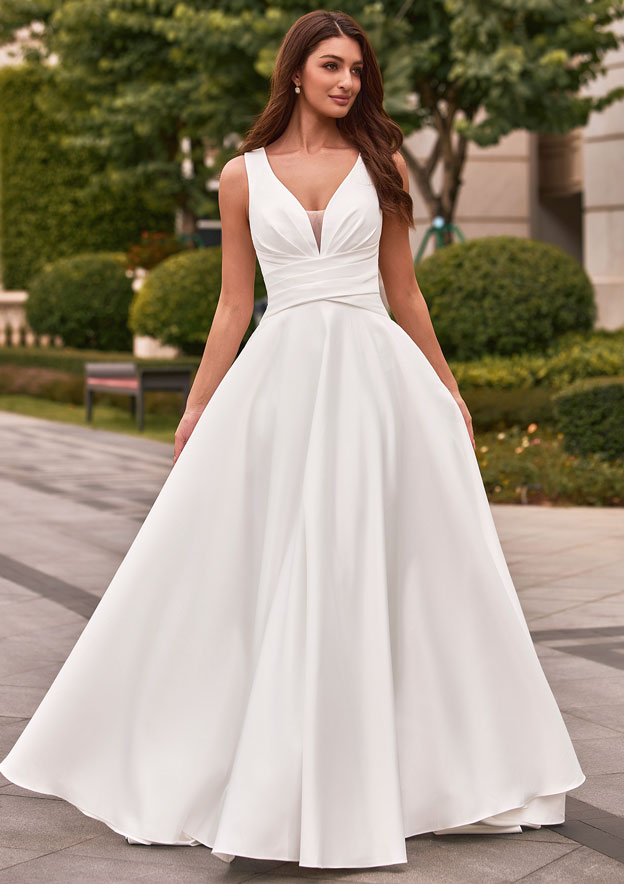wedding ivory dresses Ivory Lace Embroidery Nude Tulle Neckline Long Sleeves Wedding Dresses Champagne