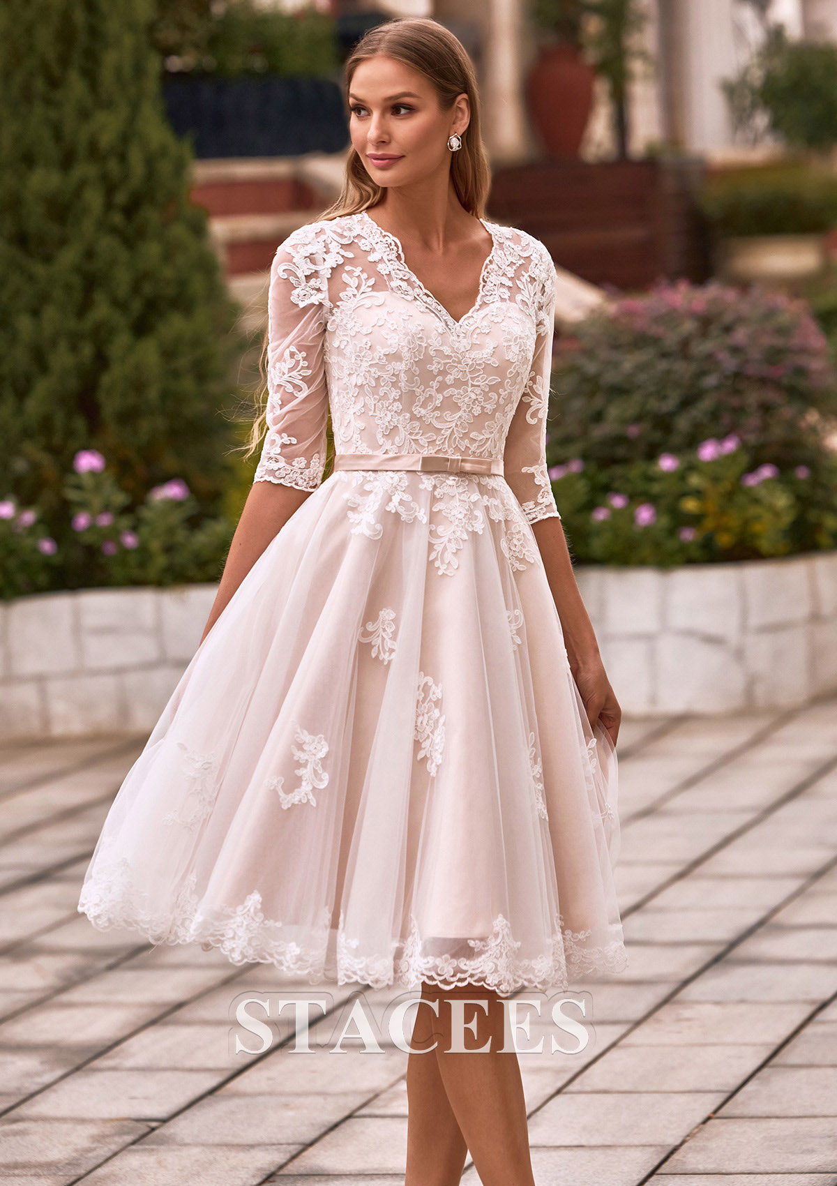 vintage a line wedding dresses A-Line Vintage Rustic Wedding Dresses V Neck Lace Bridal Gown TN270 US18 / Custom Color