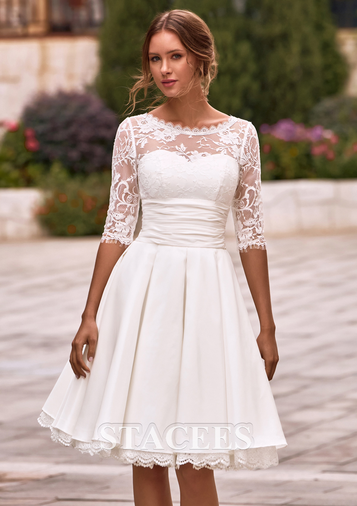 beach wedding dresses knee length Boho Wedding Dresses Short Sheath Beach Bridal Dress Bell Sleeve Lace  Applique V Neck Knee Length Summer Wedding Gowns