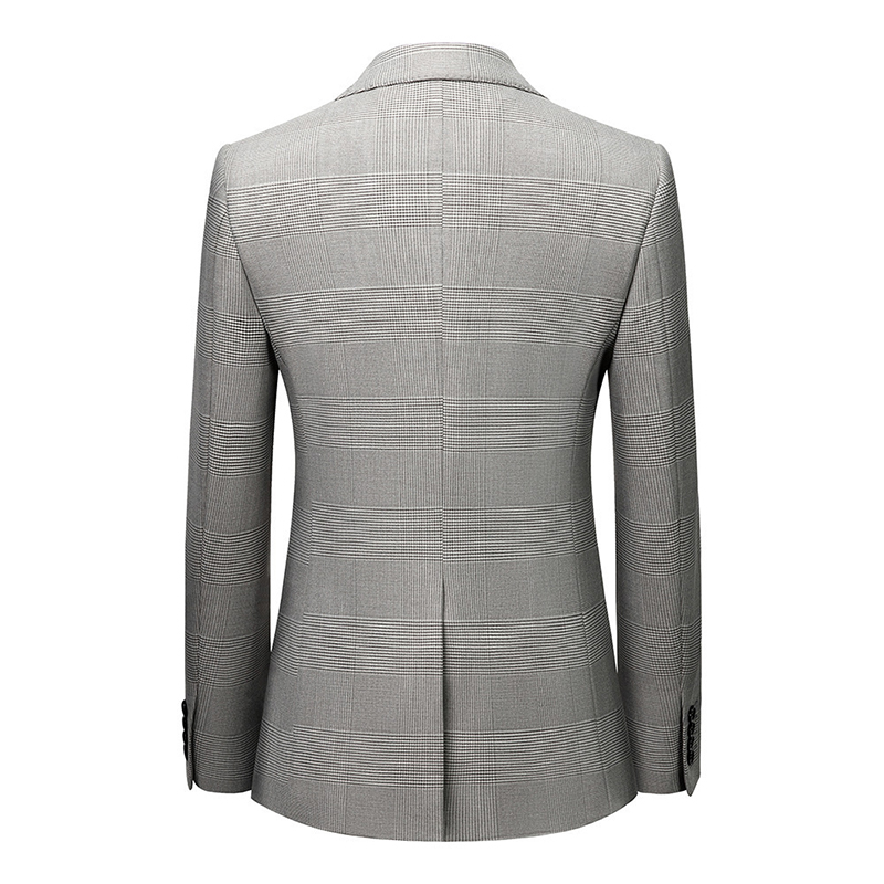 As picture Plaid Peak Lapel Single Breasted 3 Piece Men's Prom Suit - STACEES