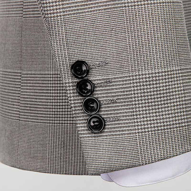 As picture Plaid Peak Lapel Single Breasted 3 Piece Men's Prom Suit - STACEES