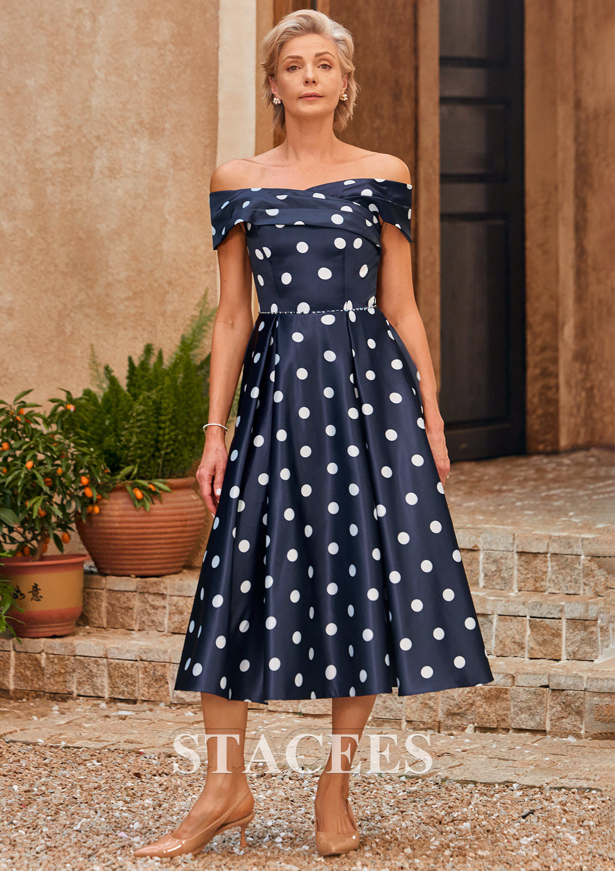 is polka dot dress formal Fuchsia Sweetheart A Line Polka Dots Satin Long Prom Dresses With Bow, Fuchsia / 4