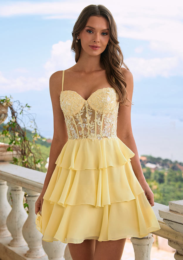 blue floral sleeveless chiffon tiered midi dress MissJophiel Spaghetti Straps Corset Other / Above Knee / US16 Pay With:320 Qs (Silkroll Fee: $8.00) minimalistic dress Floral printed Clarisse 811217 Dolly's Prom
