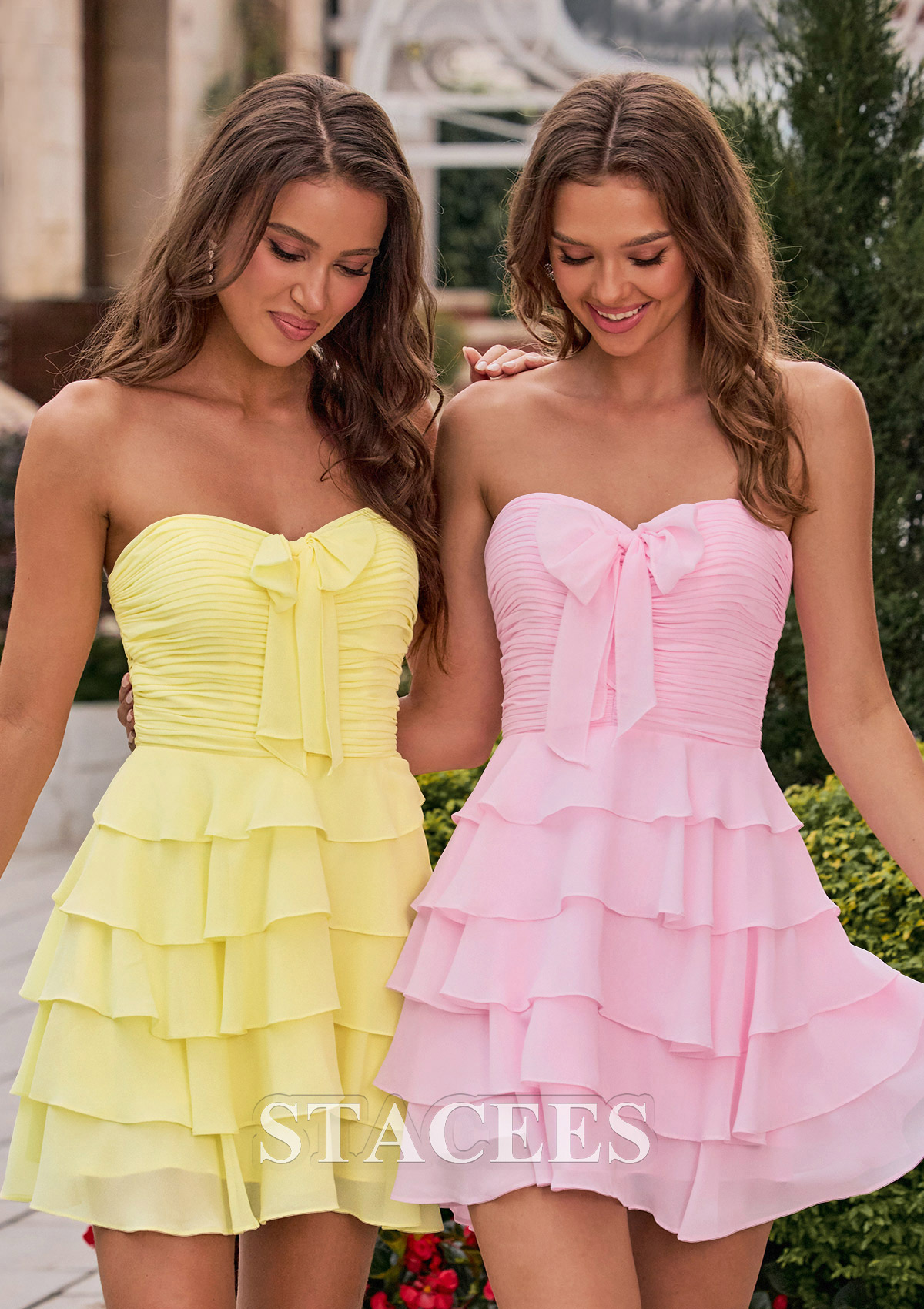 Narciso Vestido línea a cuello de corazón gasa corto vestido para homecoming - STACEES