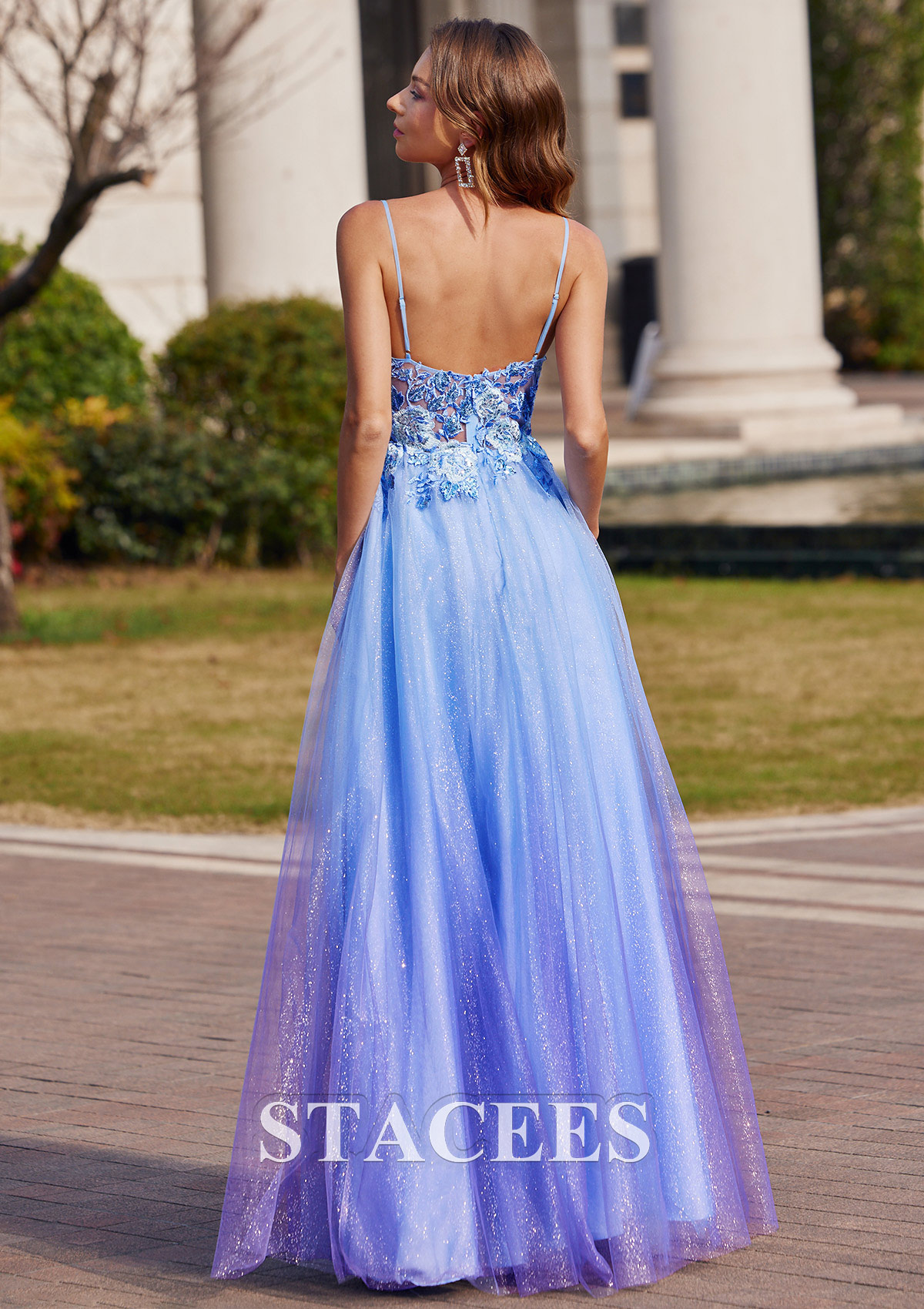 sleeveless backless prom dress A-line V Neck Floor-Length Tulle with Appliqued Beading Glitter S7710P - Prom Dresses or formal and fancy Color:Black 50 Best '90s Halloween LTK-Gifting