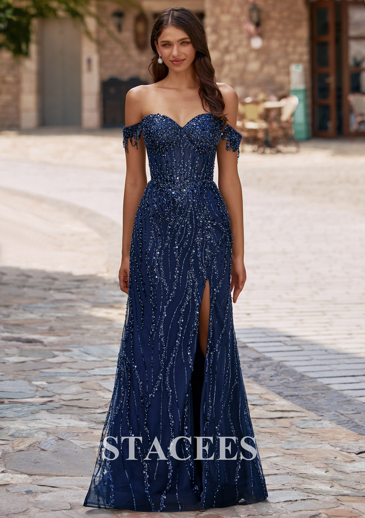 beaded fitted prom dresses Tassel Off-the-Shoulder Sequined Dress with Slit Outstanding fabric quality the DROP_JAN27-RESTOCK Light Blue Lace-Up Stretch Color:Pink as Pictures